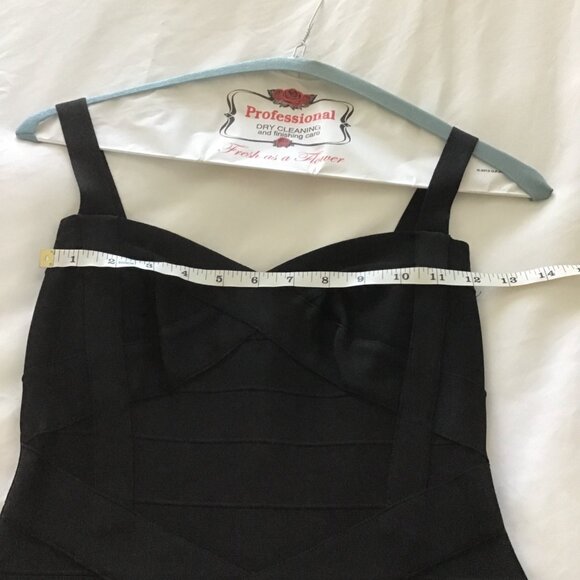 TOXIC ENVY BOUTIQUE-- WOMENS BLACK THICK STRETCHY MIDI BANDAGE DRESS SIZE LARGE - Picture 6 of 7